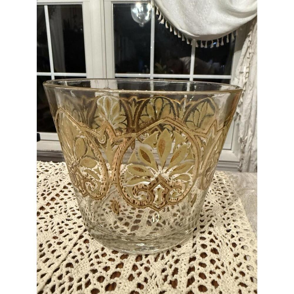 Vtg Pasinski Green And 22kt Gold Ice Bucket Mid Century Modern Barware